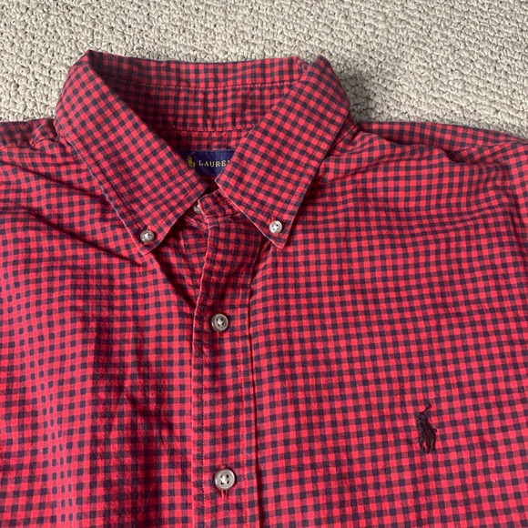 Ralph Lauren Mens Shirt Size XL Red/Blue Gingham Button Down Long Sleeves - Picture 2 of 12